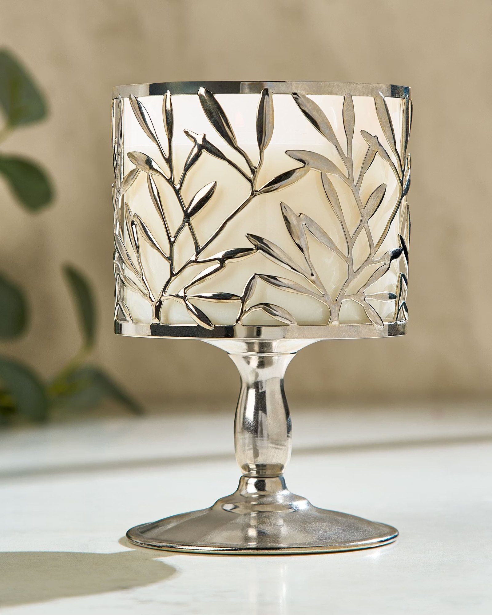Vine Leaf Pedestal 3-Wick Candle Holder - Image 2