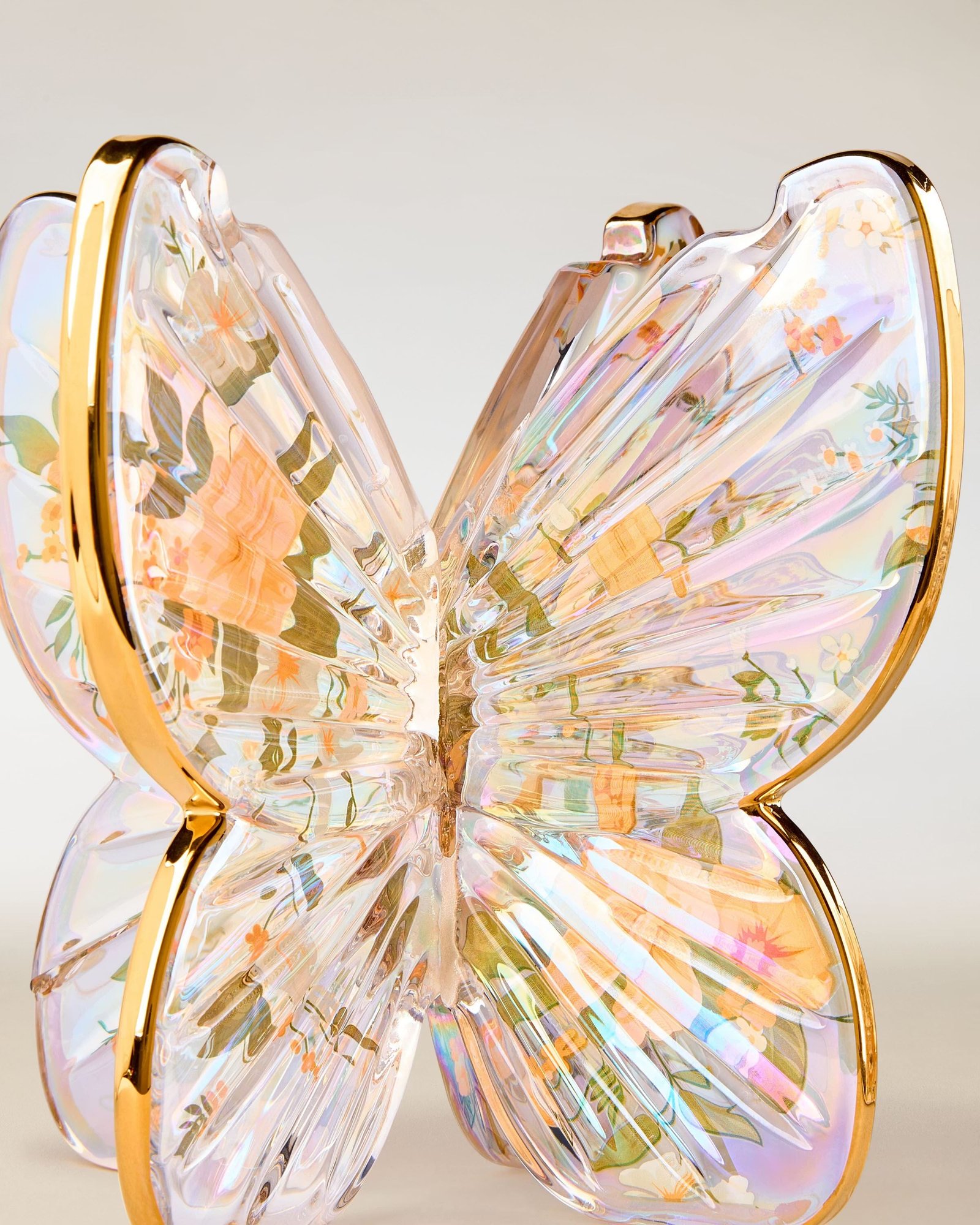 Glass Butterfly Pedestal 3-Wick Candle Holder - Image 3